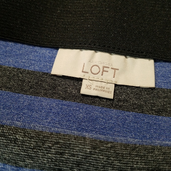LOFT stretch pencil skirt blue black stripe XS - Picture 2 of 8
